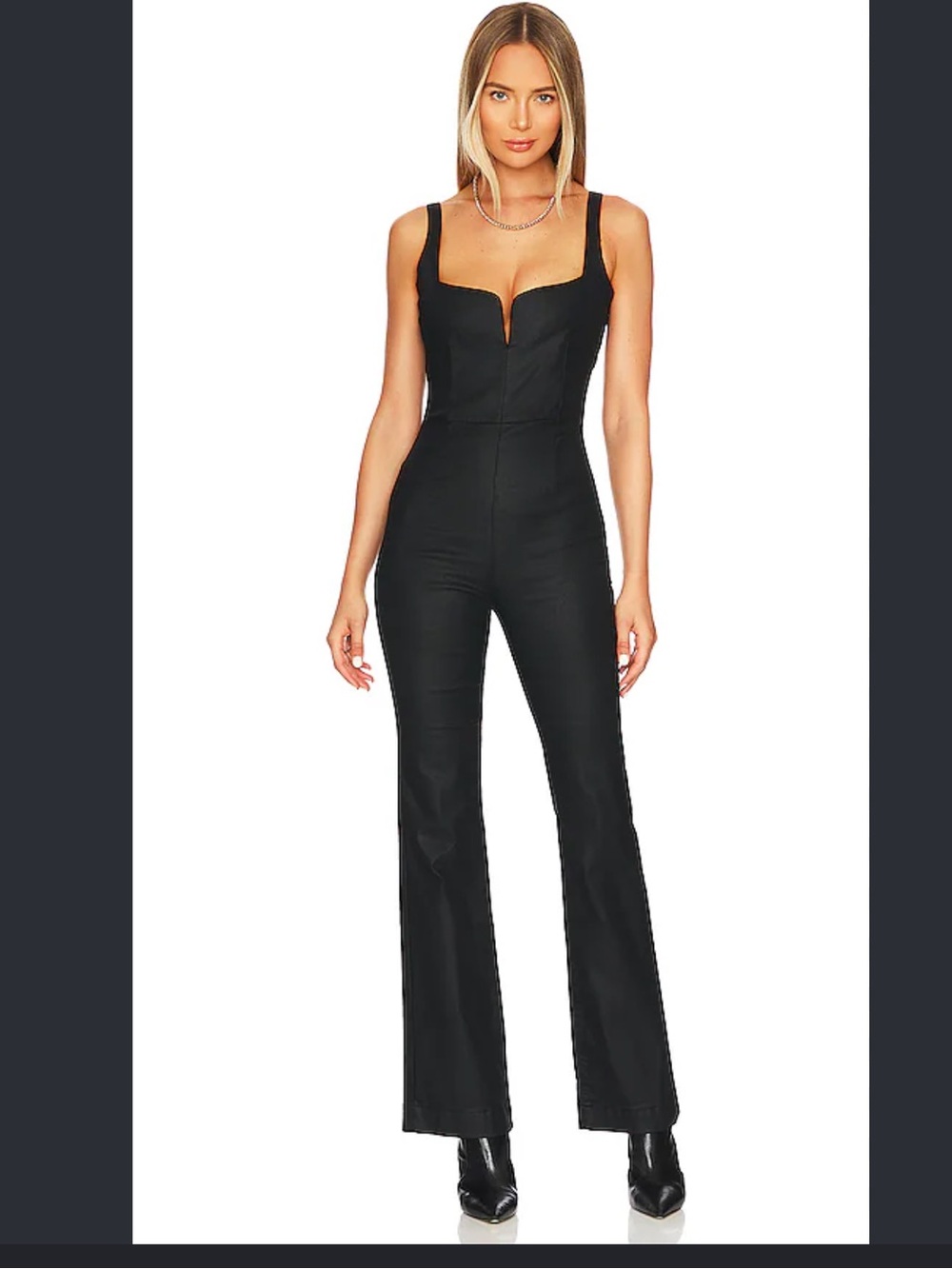 7 For All Mankind Black Boot-Cut Jumpsuit with Adjustable Straps